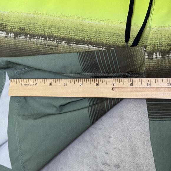 Hurley Phantom Board Shorts Mens 36 Green Yellow Stripe Swim Trunks Surf Pocket - Picture 7 of 10